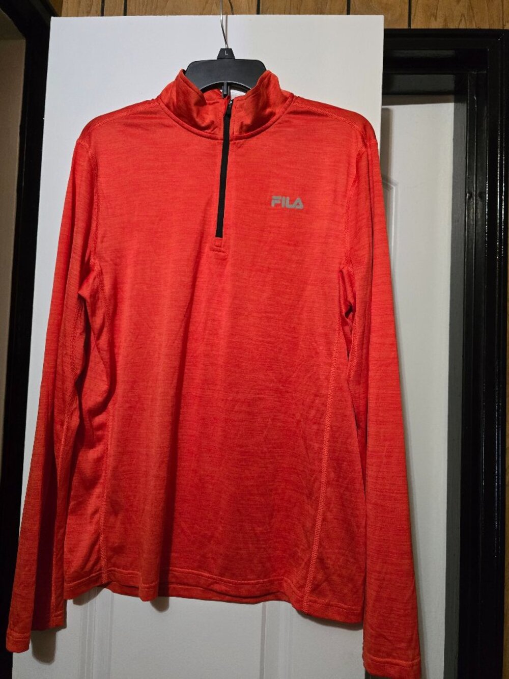 Fila Men's Bright Orange Performance Quarter-Zip Lightweight Pullover Size Large